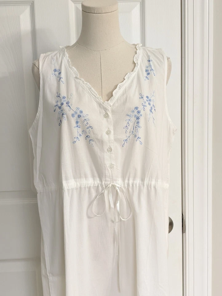 Camisón De Colección Gilligan O'malley Blanco Algodón Cottagecore Grandmacore Talla XL Foto 2 de 4