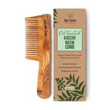 Nat Habit Kacchi Neem Wooden Comb, Soaked In 13 Herbs Neem  Sesame Oil For Mult