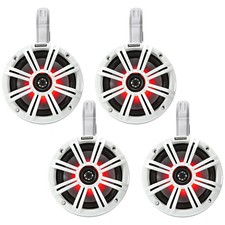 Kicker 6.5" 195W LED Speakers 2 Pair w/ White Grilles, White Speaker Enclosure