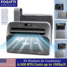 FOGATTI RV Window Air Conditioner 6500 BTU Cools Up to 100Sq.ft Remote Control