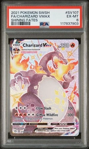 POKEMON CHARIZARD VMAX 2021 SWORD & SHIELD SHINING FATES #SV107 FA PSA 6