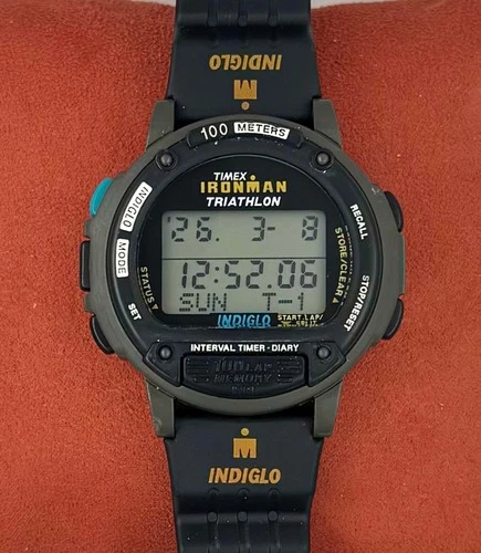 Vintage 1996 Timex Ironman Int.Timer Diary Digital Alarm/Chrono Men's Watch 41mm