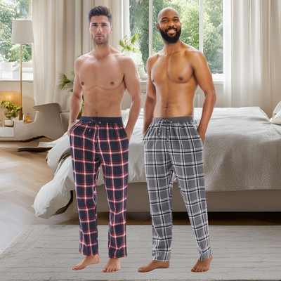 Leichte Herren Pyjamahose aus Baumwollflanell - 2er Pack