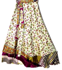 Incredible-art Vintage Silk Sari Magic Wrap Skirt Reversible Hippie Sarong