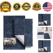 Chenille Bath Mat Bathroom Rug Non-Slip Rubber Back Machine Washable Quick Dry