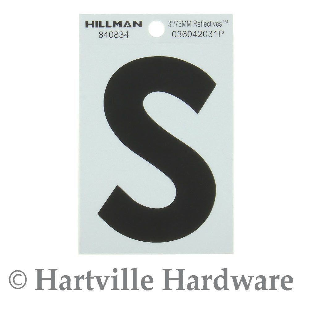 Hillman Adhesive Letter S Black and Silver Reflective (3") 840834