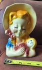 Vintage Shawnee USA 810 Pottery Wall Pocket Vase Red Head Girl Holding Rag Doll