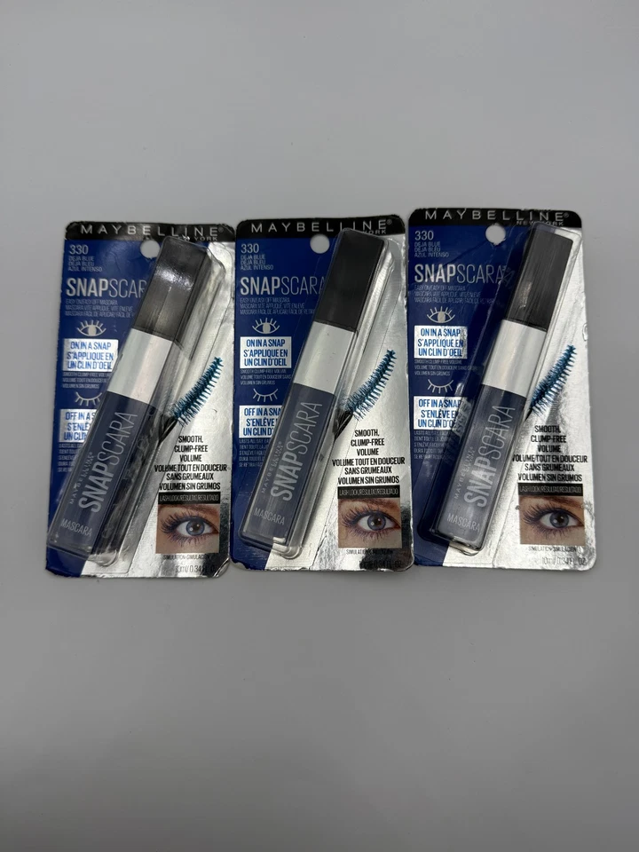 3 PACK Maybelline Snapscara Washable Volume Mascara #330 Deja Blue NEW - Image 4 of 4