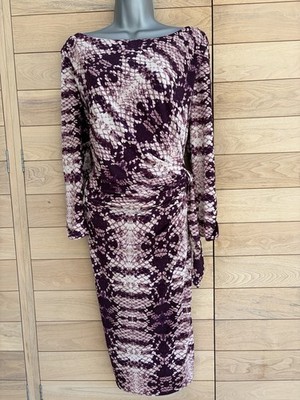 Coast lila Midikleid Größe 18 gerafft Anlass Langarm Party
