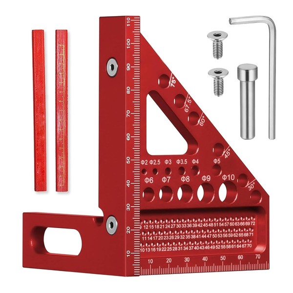 3D Winkelmesser 22,5-90° Aluminium FüR Holzarbeiten-image