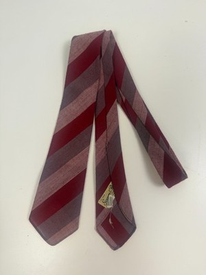 Vintage Sveum & Roe Necktie Mens One Size Red Burgundy Striped Classic Formal