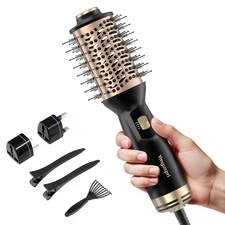 4 in 1 Travel Dual Voltage Hair Dryer Brush, Mini Auto Blow Dryer Brush in on...