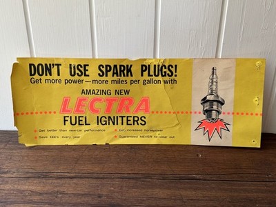 Vintage LECTRA Fuel Igniters Spark Plug Small Advertising Poster Point of Sale