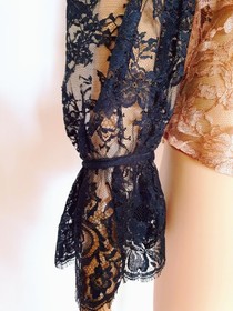 RARE!&pound;1,295 AGENT PROVOCATEUR SOIREE CELESTINE BLACK/PEACH SHIRT UK12/US6-8/IT44