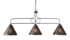 Large Franklin Metal Island Light Punched Tin Chisel Shades Kettle Black