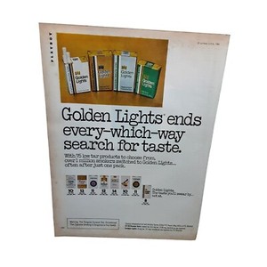 Golden Lights Cigarettes vintage 1980 Magazine Print Ad