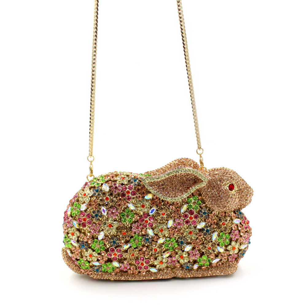 Sky Blue Handmade Austria Crystal Rabbit 3D Shaped Purse Cocktail ...