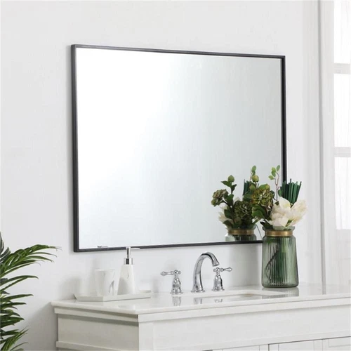 Elegant Decor Eternity 40" x 30" Contemporary Metal Frame Mirror in Black - Picture 9 of 12