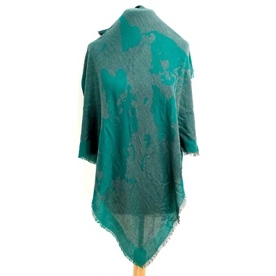 ALVIERO MARTINI GEO MAP GREEN SQUARE Viscose scarf  34/33 in MADE IN ITALY #A95