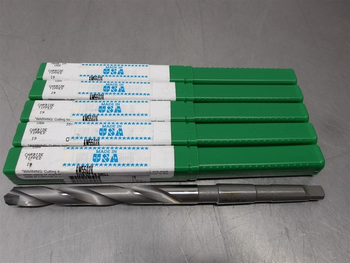 5 NEW! Precision 7/16" Carbide Tipped Taper Shank Drill MT-1 AW55028