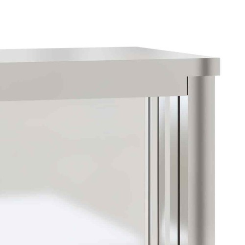 vidaXL Kitchen Wall Cabinet with Sliding Doors Stainless Steel HEE - Picture 9 of 10