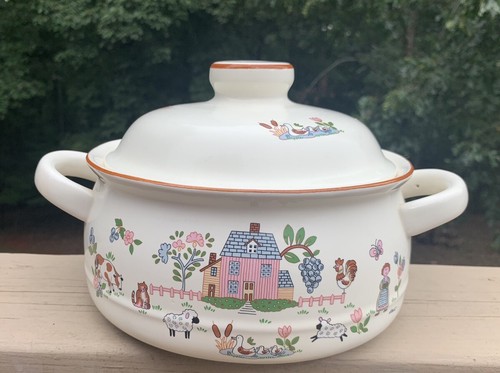 🐮Vintage Farmhouse Country Home Jamestown China Casserole Pot Japan Cow Chicken - Picture 3 of 9