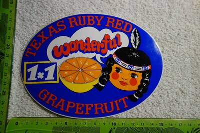 Alter Aufkleber Lebensmittel Obst Orangen Grapefruit TEXAS RUBY RED 1x1