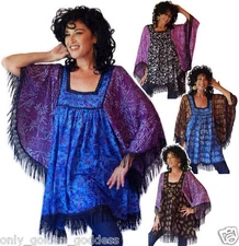 u pick color gypsy stunning lace trim top batik blouse tunic L XL 1X 2X 3X OS