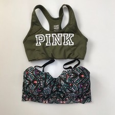Lot Of 2 PINK Victoria  s Secret Floral Size Small S Sport Bra Lace Bralette