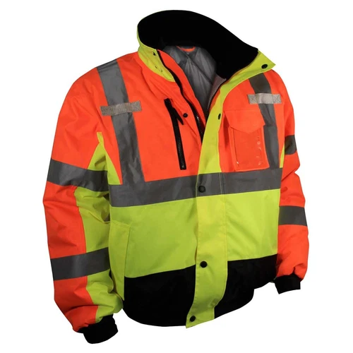 HIGH VISIBILITY ANSI Class 3 Insulated Reflective ROAD WORK Bomber Safety Jacket image 4