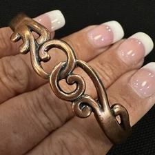 VINTAGE ESTATE SOLID COPPER SCROLL DESIGN WHEELER MANUFACTURING CUFF BRACELET 7”