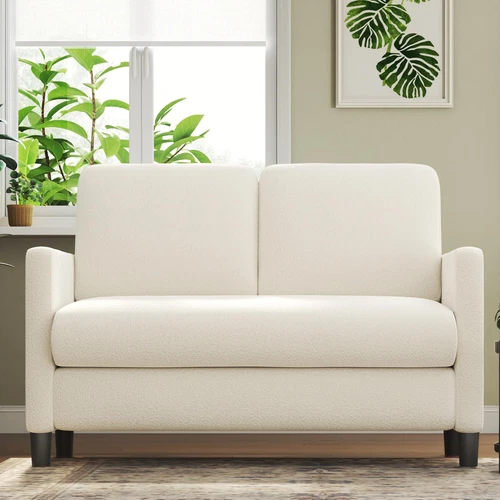 128CM Teddy Velvet Sofa 2-Sitzer Modern Couch Lounge Sessel Loveseat Wohnzimmer - Bild 12 von 33