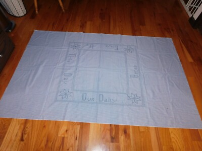 Handmade Cross Stitch Tablecloth Give Us This Day Our Daily Bread Vintage