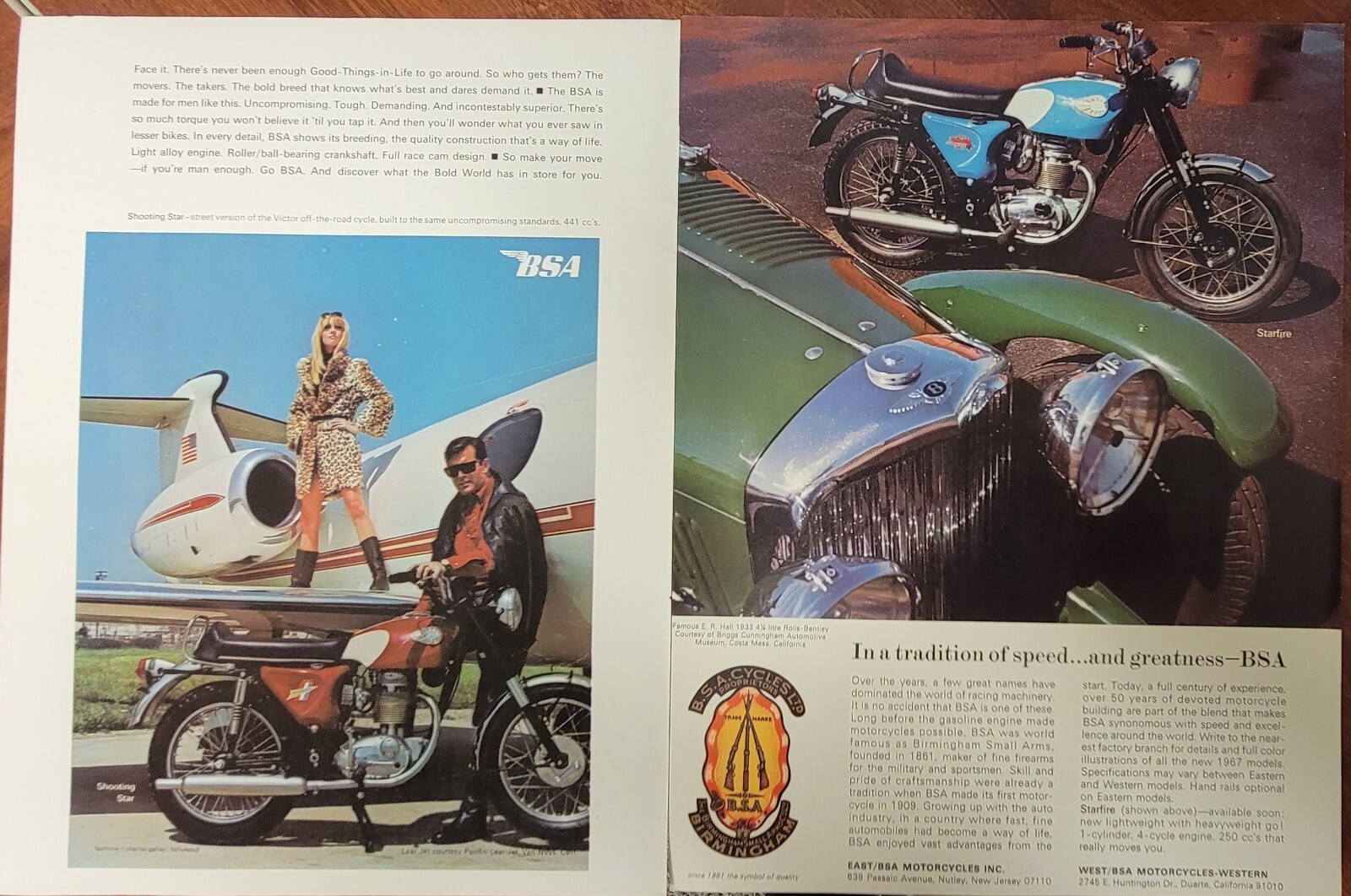 Victor Roclet 1969 BSA Lightning Victor Rocket Spitfire Rolls Bentley Print Ad Bikini ...