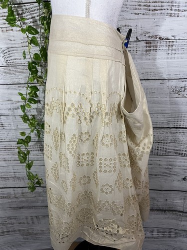 Nygard Skirt Plus 24 Ivory Gold Eyelet Knee Wedding Cocktail Church Modest Slim - Picture 11 of 14
