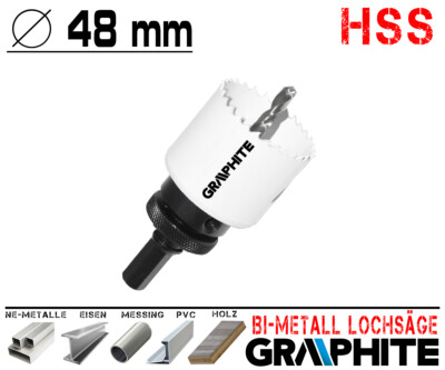 HSS Bi-Metall Lochsäge Ø 48 mm Metall Bohrkrone Dosen Fräser Loch Bohrer -PROFI-