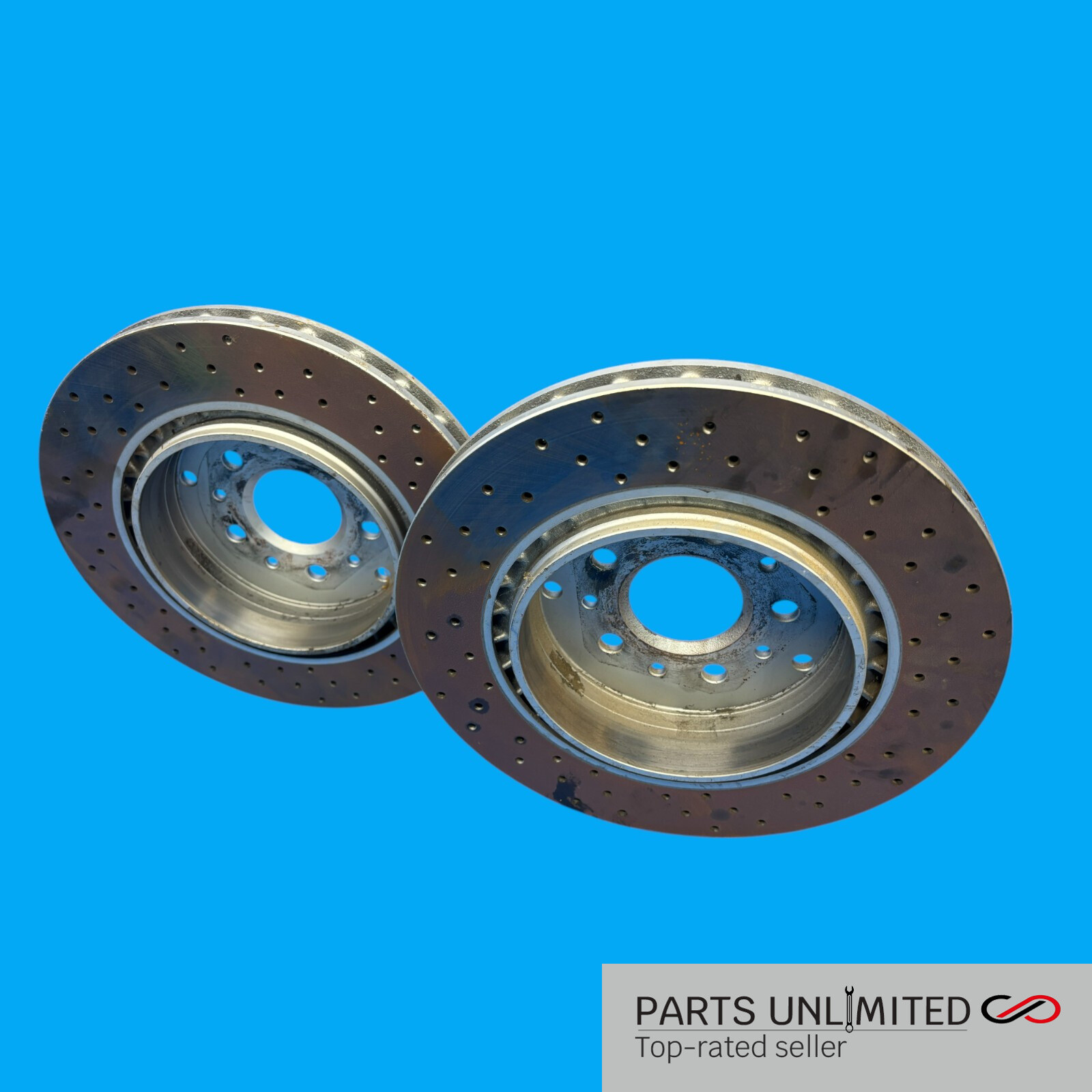 03-12 Maserati Quattroporte M139 OEM REAR cross drilled disc brake rotors x2