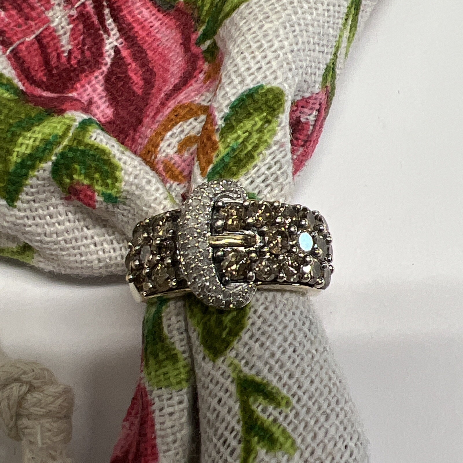 10k Chocolate Diamond Buckle Ring Signed SJ Size 5 eBay