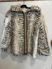 VINTAGE VERSAILLES BY HILLMOOR FAUX FUR COAT ANIMAL PRINT- ZIPPER CLOSURE