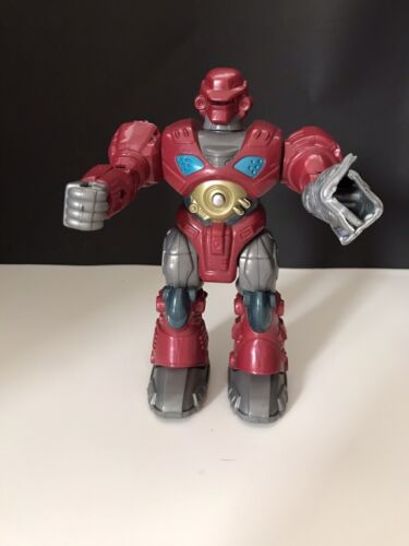 Hap-p-kid Toy Battery Operated Walking Robot Maroon Silver 7” - Picture 1 of 8
