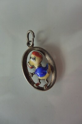 schöner ,alter Anhänger ( Kettenanhänger ) , 925 Silber emailliert, Donald Duck 