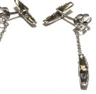 925 Sterling Silver .05ct round diamond lighting bolt dangle earrings 1.9g  — photo 5