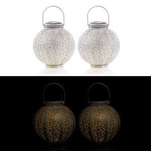 2er Set Led Solar Laternen Aus Metall 2 Solarlaternen Garten Vintage Lampen Ebay