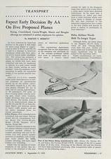 1945 Aviation Article American Airlines Choosing New Airplane Boeing Convair +