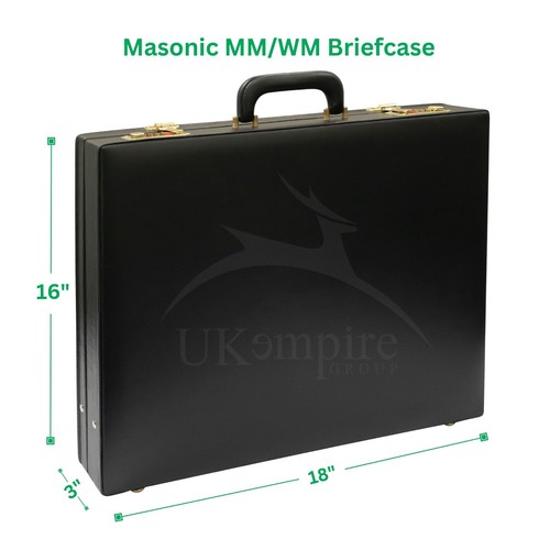 Masonic Regalia MM/WM Apron Hard Case Briefcase (Black Imitation Leather) - Picture 2 of 6