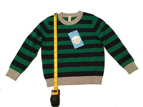 Benito & Benita Boys Pullover Green and Black Striped Sweater Size 3-4 Years NWT - Picture 3 of 5