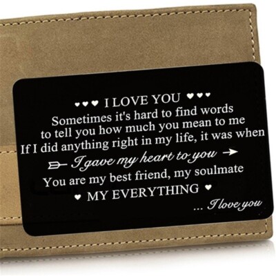 Metal Wallet Card Souvenir I Love You Message Soulmate Birthday Gift Girlfriend 