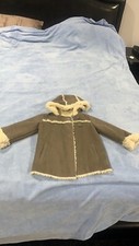 gap kids faux shearling hooded coat with faux fur, size 5
