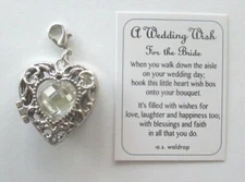R1 A wedding wish for the bride heart locket charm pendant bouquet Ganz er60758
