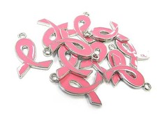 Cancer Awareness Charms Pink Breast Cancer Awareness Enamel Charms 21mm 10 pcs